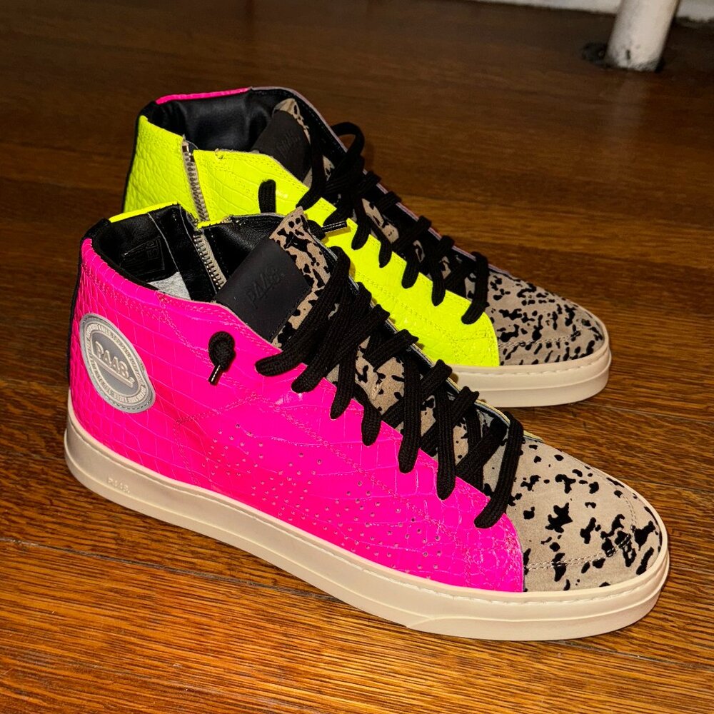 P448 Two-Toned Sneakers, Size 40 (US 9), Yellow + Pink